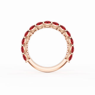 Round Cut Ruby Eternity Band in 18kt Rose Gold