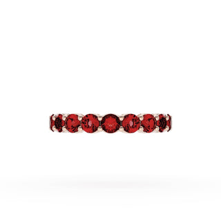 Round Cut Ruby Eternity Band in 18kt Rose Gold