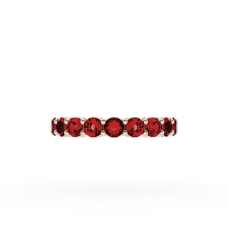 Round Cut Ruby Eternity Band in 14kt Rose Gold