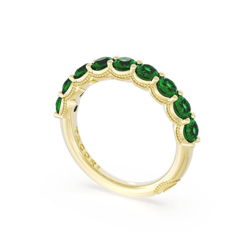 Round Cut Emerald Eternity Band in 14kt Yellow Gold