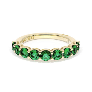 Round Cut Emerald Eternity Band in 18kt Yellow Gold