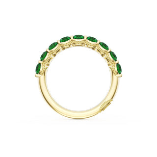 Round Cut Emerald Eternity Band in 18kt Yellow Gold