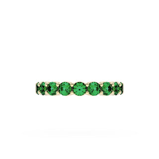 Round Cut Emerald Eternity Band in 18kt Yellow Gold