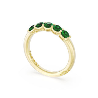 Round Cut Emerald Eternity Band in 18kt Yellow Gold
