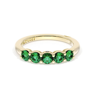 Round Cut Emerald Eternity Band in 18kt Yellow Gold