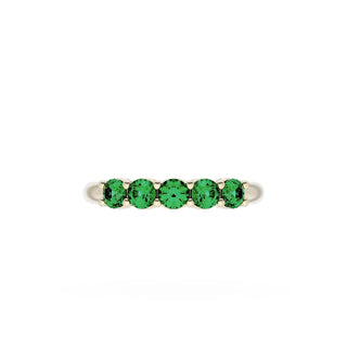 Round Cut Emerald Eternity Band in 18kt Yellow Gold