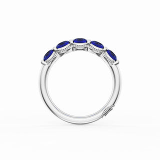 Round Cut Blue Sapphire Eternity Band in 18kt White Gold