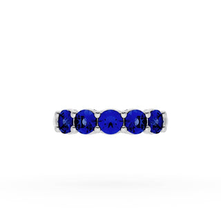 Round Cut Blue Sapphire Eternity Band in 18kt White Gold
