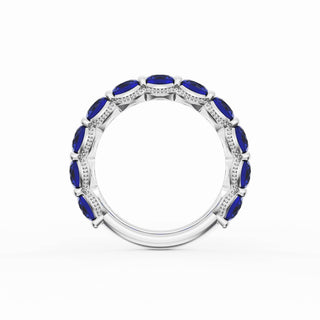 Round Cut Blue Sapphire Eternity Band in 18kt White Gold