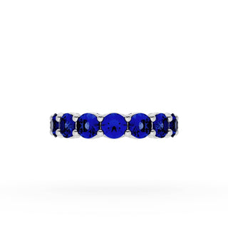 Round Cut Blue Sapphire Eternity Band in 18kt White Gold