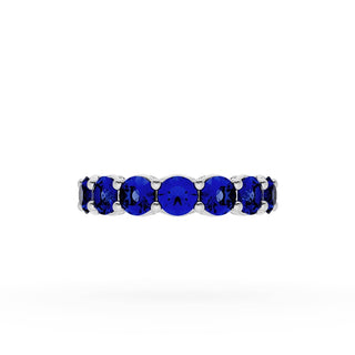 Round Cut Blue Sapphire Eternity Band in Platinum