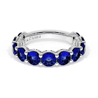 Round Cut Blue Sapphire Eternity Band in Platinum