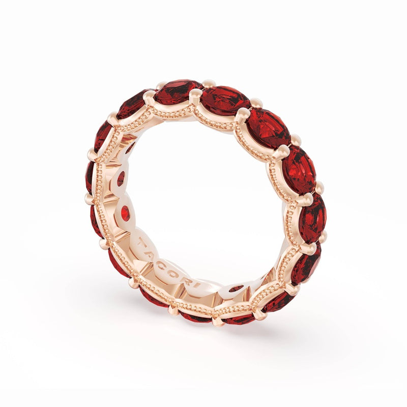 Round Cut Ruby Eternity Band in 14kt Rose Gold