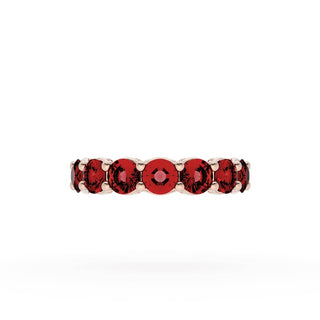 Round Cut Ruby Eternity Band in 14kt Rose Gold