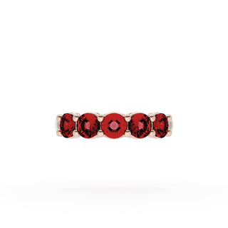 Round Cut Ruby Eternity Band in 18kt Rose Gold