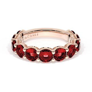 Round Cut Ruby Eternity Band in 18kt Rose Gold