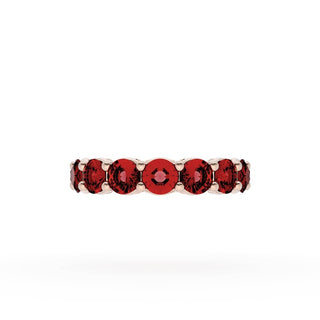 Round Cut Ruby Eternity Band in 14kt Rose Gold