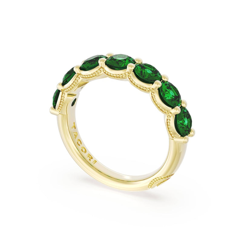 Round Cut Emerald Eternity Band in 14kt Yellow Gold
