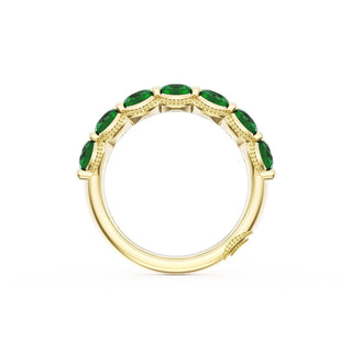 Round Cut Emerald Eternity Band in 18kt Yellow Gold