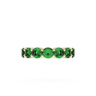Round Cut Emerald Eternity Band in 18kt Yellow Gold