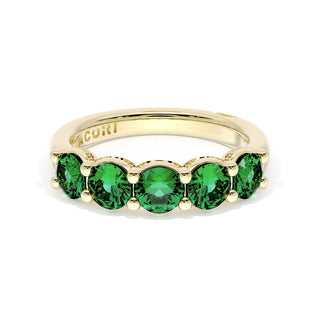Round Cut Emerald Eternity Band in 18kt Yellow Gold