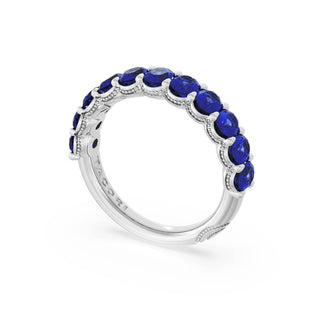 Oval Cut Blue Sapphire Eternity Band in 18kt White Gold