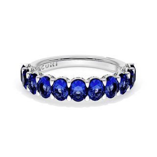 Oval Cut Blue Sapphire Eternity Band in 18kt White Gold