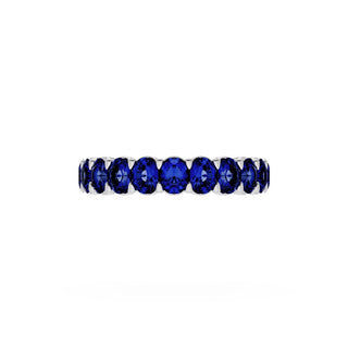 Oval Cut Blue Sapphire Eternity Band in 18kt White Gold