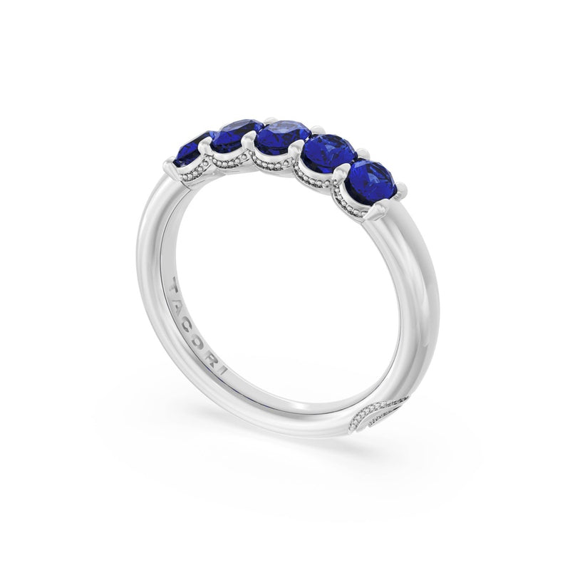 Oval Cut Blue Sapphire Eternity Band in 18kt White Gold