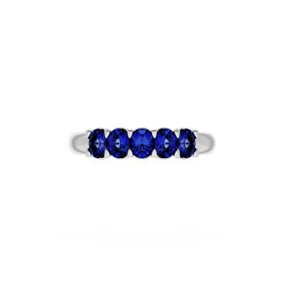 Oval Cut Blue Sapphire Eternity Band in 18kt White Gold