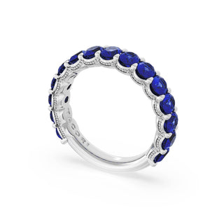 Oval Cut Blue Sapphire Eternity Band in 18kt White Gold