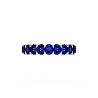 Oval Cut Blue Sapphire Eternity Band in 18kt White Gold