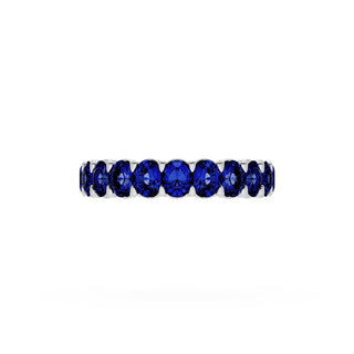 Oval Cut Blue Sapphire Eternity Band in Platinum