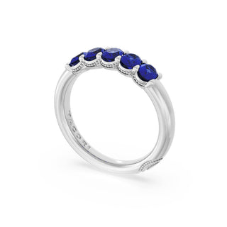 Oval Cut Blue Sapphire Eternity Band in Platinum