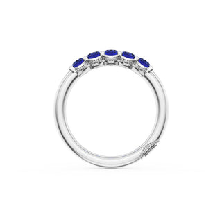 Oval Cut Blue Sapphire Eternity Band in Platinum
