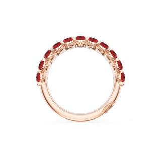 Oval Cut Ruby Eternity Band in 14kt Rose Gold