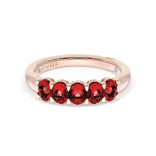 Oval Cut Ruby Eternity Band in 18kt Rose Gold