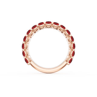 Oval Cut Ruby Eternity Band in 14kt Rose Gold