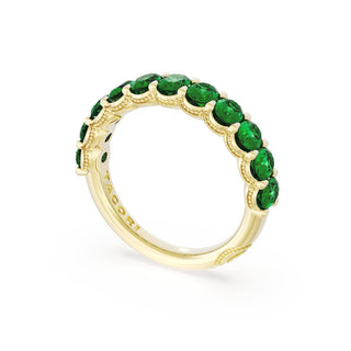 Oval Cut Emerald Eternity Band in 18kt Yellow Gold