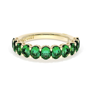 Oval Cut Emerald Eternity Band in 14kt Yellow Gold