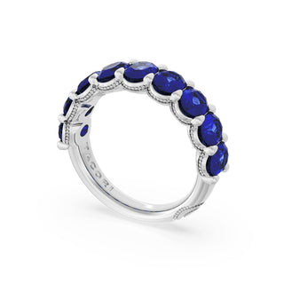 Oval Cut Blue Sapphire Eternity Band in 18kt White Gold