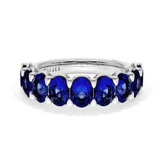 Oval Cut Blue Sapphire Eternity Band in 14kt White Gold