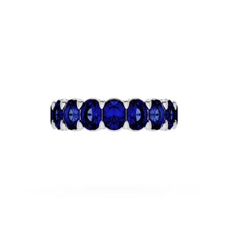 Oval Cut Blue Sapphire Eternity Band in 14kt White Gold