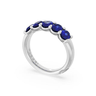 Oval Cut Blue Sapphire Eternity Band in 18kt White Gold