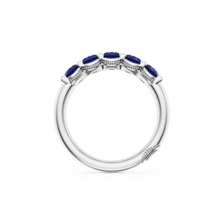 Oval Cut Blue Sapphire Eternity Band in 14kt White Gold