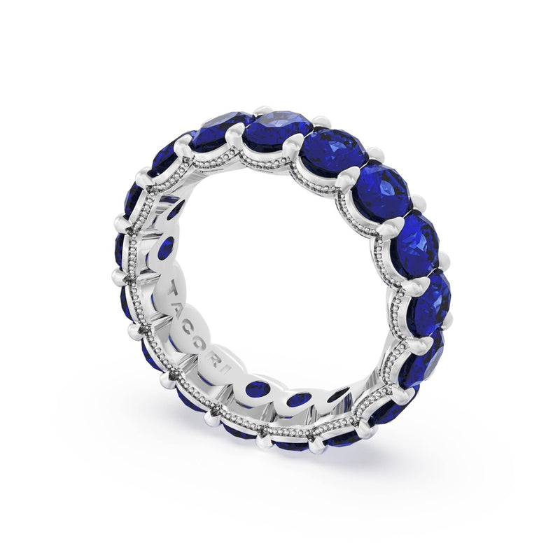 Oval Cut Blue Sapphire Eternity Band in 14kt White Gold