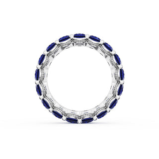 Oval Cut Blue Sapphire Eternity Band in 14kt White Gold