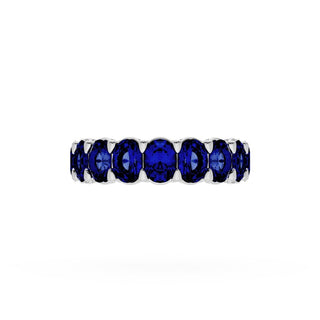 Oval Cut Blue Sapphire Eternity Band in 14kt White Gold