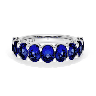 Oval Cut Blue Sapphire Eternity Band in Platinum
