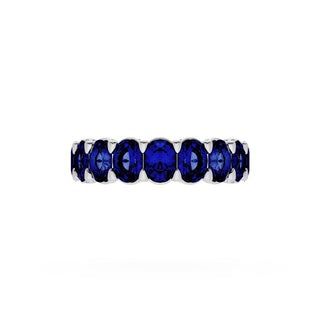 Oval Cut Blue Sapphire Eternity Band in Platinum